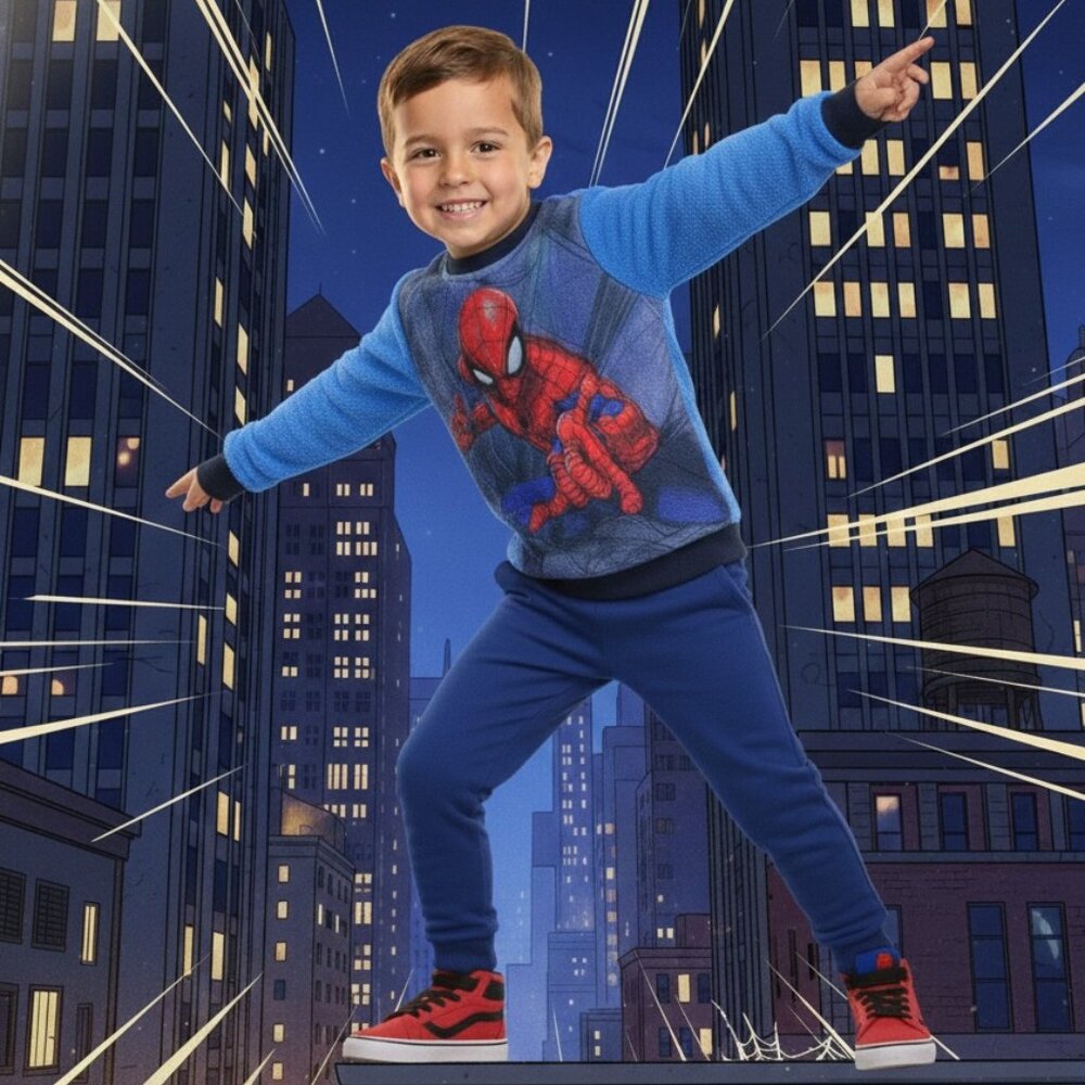Marvel Spider-Man Kids' Blue Fleece Sweatshirt – Spider-Verse Graphic Pullover